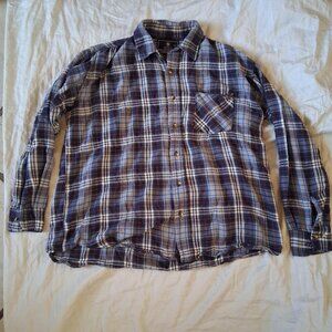 Thunder Men's xl Blue & Black Long Sleeve Button Down Flannel Shirt